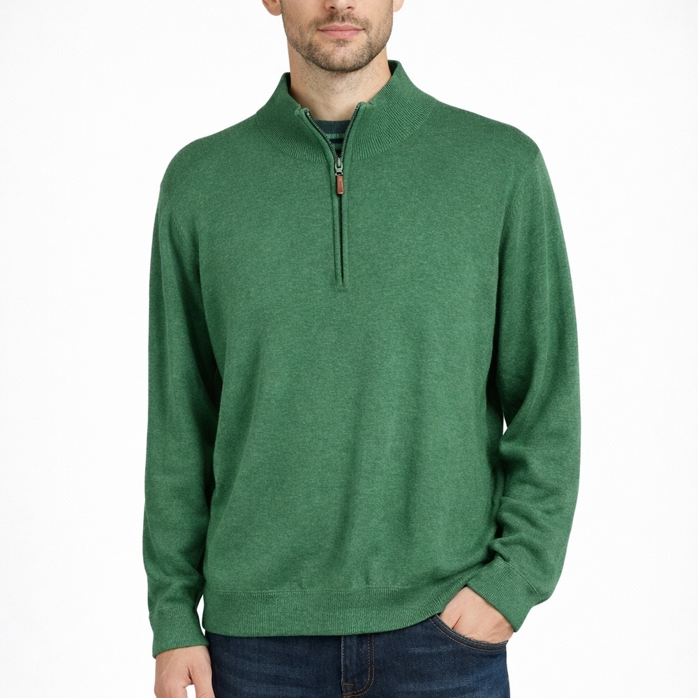 J. McLaughlin Green 1/2 Zip Sweater Mens size L Casual Preppy Pullover